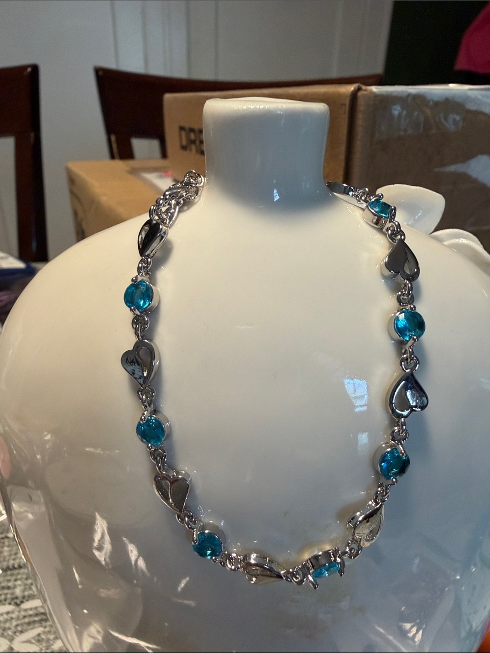 NEW 925 Sterling Silver Heart blue Bracelet